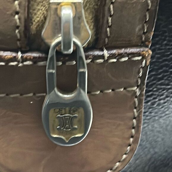 Celine Boston 30 Bag Brown Tan Signature Lattice Logo Print Top Handle Duffle - Picture 16 of 16